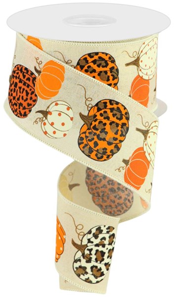 RGC171364 2.5" x 10yd Leopard Pumpkins/Royal Cream/Orng/Brwn