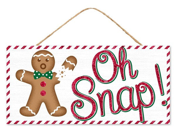 AP8814 12.5"L X 6"H Oh Snap Glitter Sign White/Red/Brown/Green
