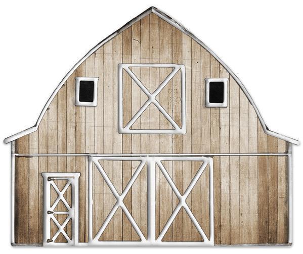 MD0729 12"LX9.75"H Metal/Embossed Barn Tan/White
