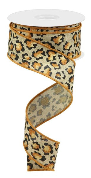 RGC135101 1.5"X10yd Metallic Animal Print/Royal Lt Beige/Black/Rust/Gold