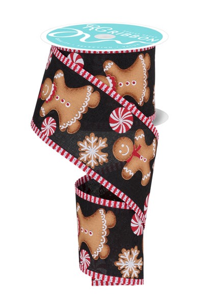 RGC823902 2.5" x 10yd Gingerbread/Stripe Black/Red/Brown
