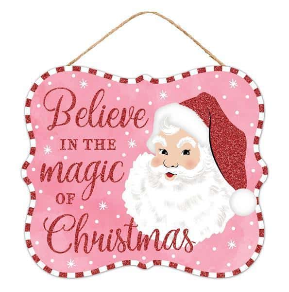 AP893522 10.5"L x 9"H Magic Of Christmas Sign Pink/Red/White