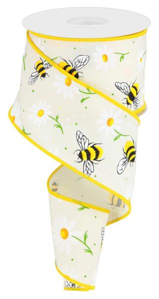 RGC184830 2.5" x 10yd Bumble Bee/Daisy Ivory/Wht/Ylw/Grn/Org/Blk