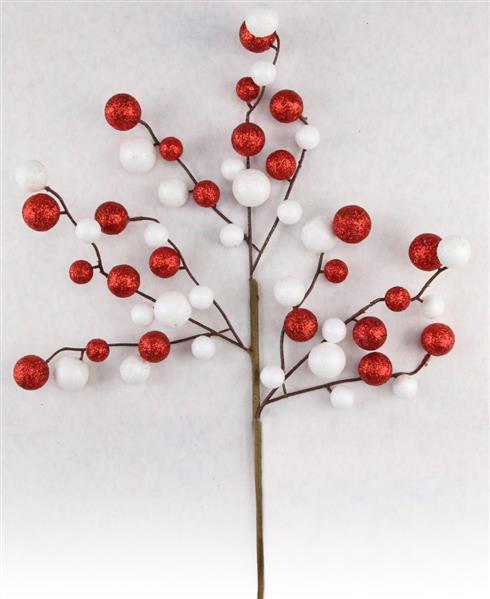 XP379691 17"L Round Mixed Glitter Ball Pick Red/White