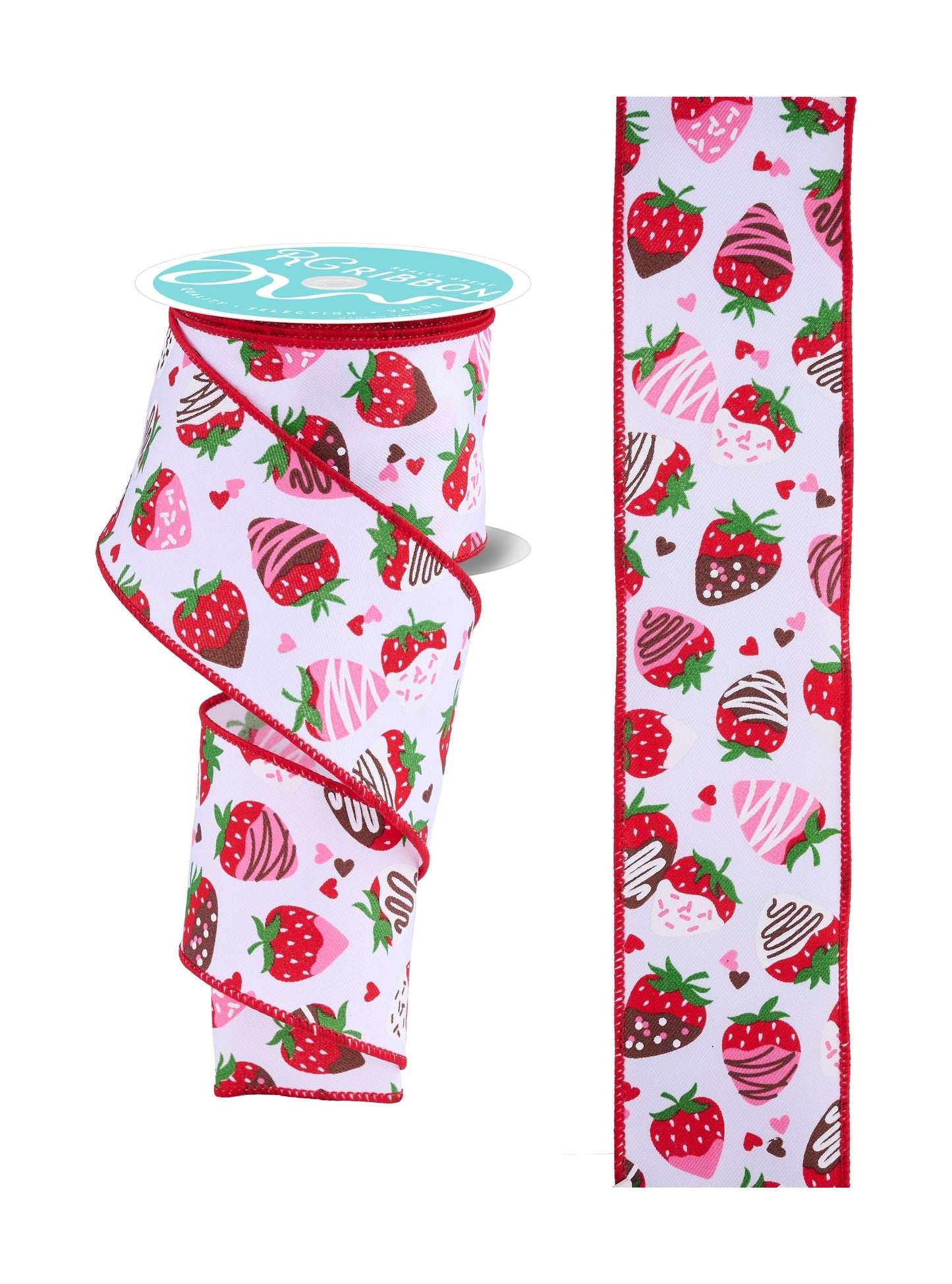 RGH107027 2.5" x 10yd Chocolate Covered Strawberries White/Multi