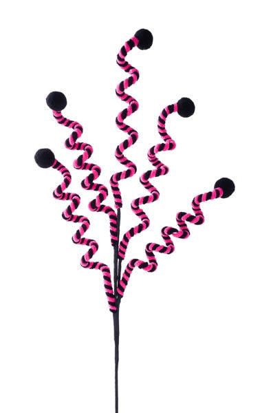 MN035840 27.5"-28"L Velvet Swirl/Rope Coil Sprays Black/Pink