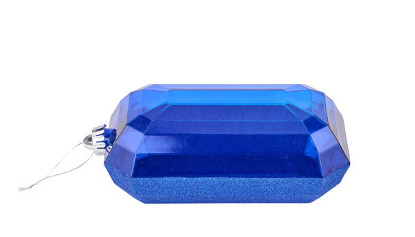 XJ563525 8"L x 5"W Glitter Rectangle Gem Orn Royal Blue