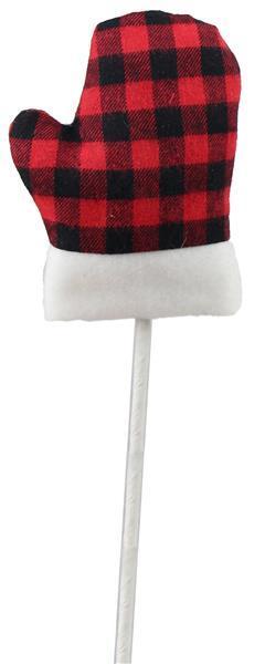 XS986132 11"L Gingham Mitten Pick Red/Black