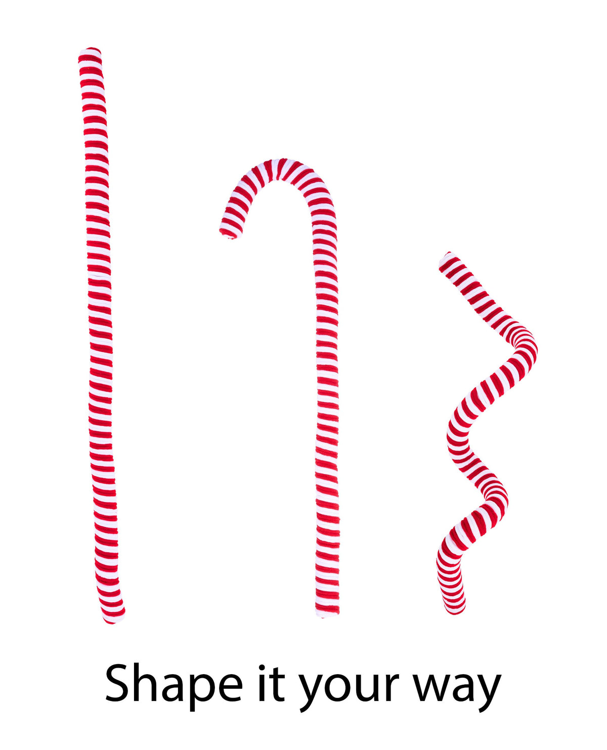 XP384432 47"L Velvet/Foam Peppermint Stick, Wired Red/White
