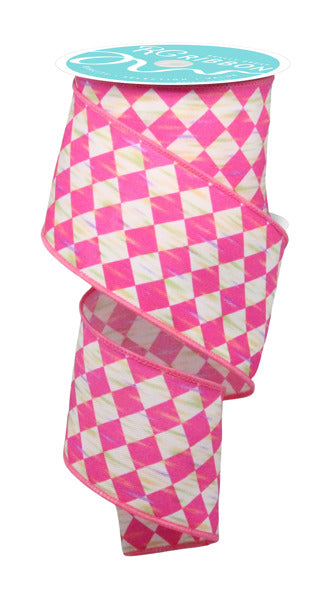RGF162611 2.5" x 10yd Antique Diamond Hot Pink/White
