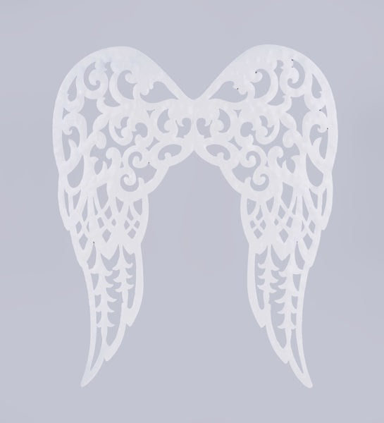 MM114227 21"H Filigree Angel Wings Shiny White