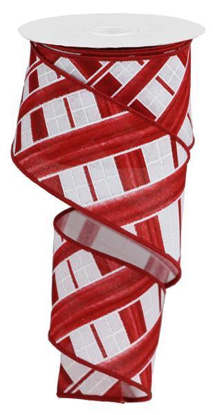 RGB116027 2.5" x 10yd Two Tone Stripe Check/Royal Red/White