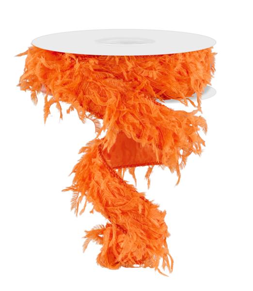 RN588420 1.5" x 10yd Furry Ribbon Orange