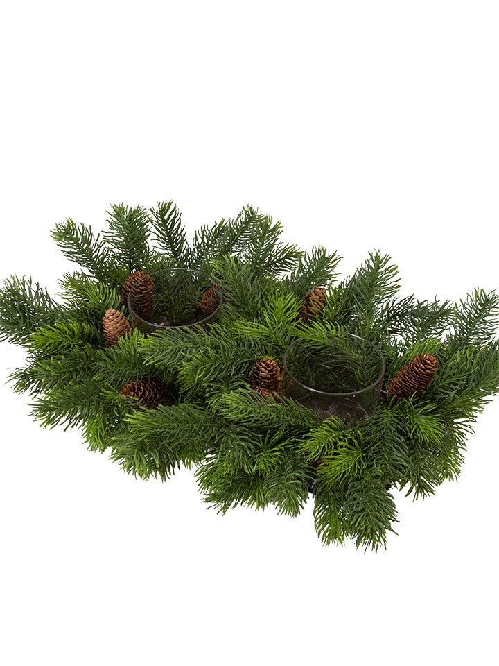 2843076GR 24" Cedar Fir Candle Ring Green