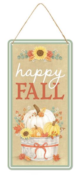 MD1261 12"H x 6"L Happy Fall Sign Natural/Sage/Terracotta