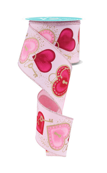 RGF152215 2.5" x 10yd Heart Locks Pale Pink/Multi
