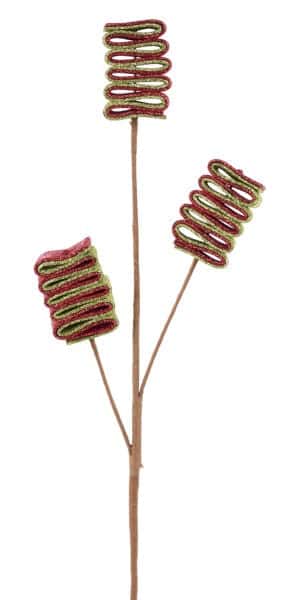 XP384033 22"L Glitter/Eva Ribbon Candy Pick x 3 Red/Lime Green