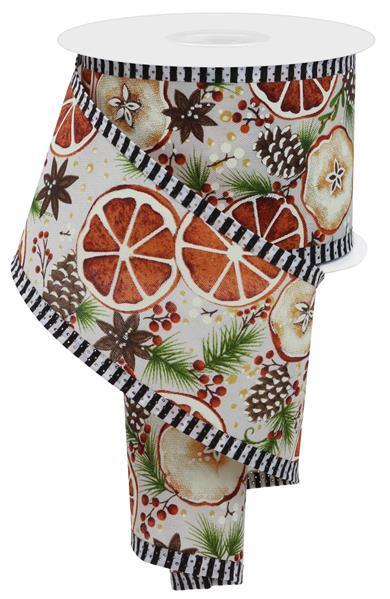 RGA8981 2.5" x 10yd Fruit Slice/Stripe Cream/Multi
