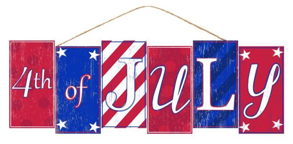 AP7038 14"L x 4.75"H 4Th Of July Block Sign Red/White/Blue