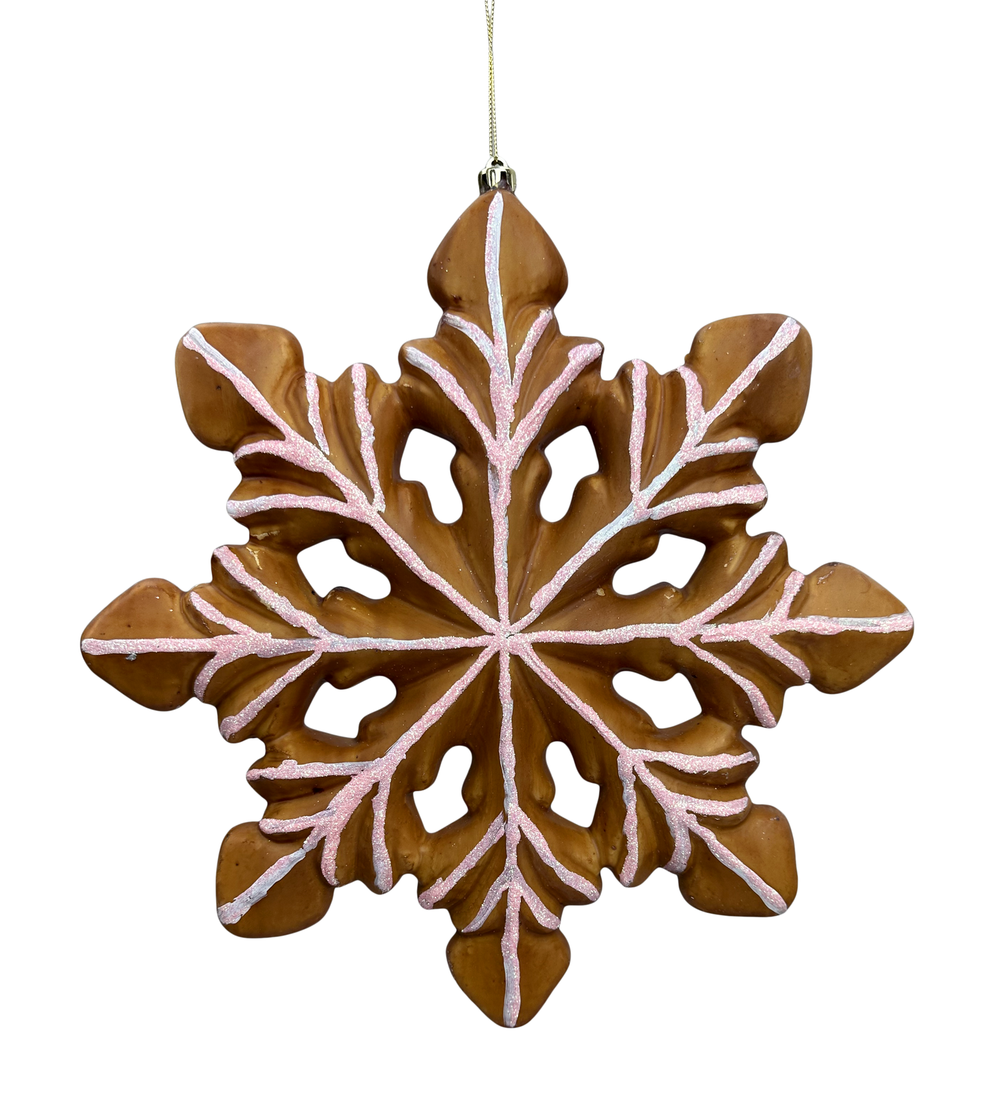 86317BNPK 10"DIAX1.5"D Gingerbread Snowflake Brown/Pink