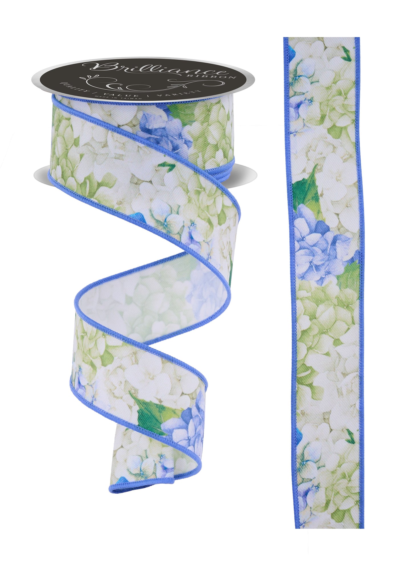 LS123103 1.5" x 10yd Hydrangea Ivory/Blue/Green