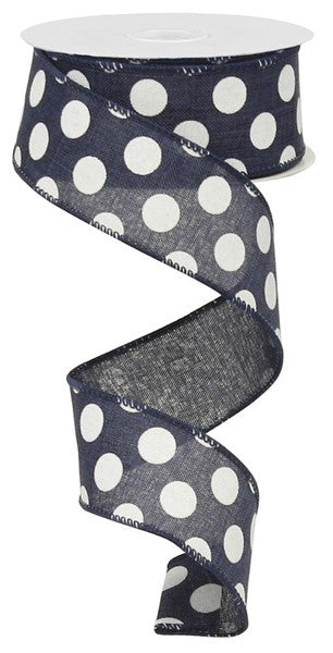 RX9145TR 1.5" x 10yd Medium Multi Dots Navy Blue/White