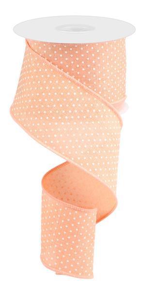 RG01652ET 2.5" X 10Yd Raised Swiss Dots On Royal Peach/White