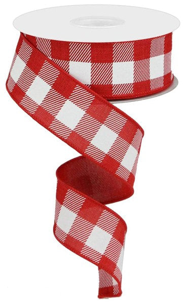 RGA105824 1.5"X10yd Plaid Check on Royal Red/White