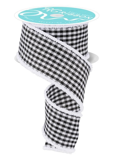 RG0820902 2.5" x 10yd Gingham Check/Drift Black/White