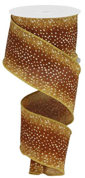 RGC117718 2.5" x 10yd Faux Deer Fur Dk Beige/White Brown