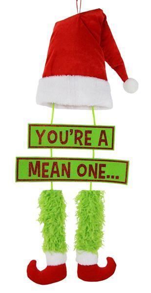 XC6284 29"H You're A" "Mean One" Decor Lime Green/Red/White