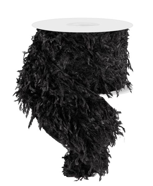 RN588602 4" x 10yd Furry Ribbon Black
