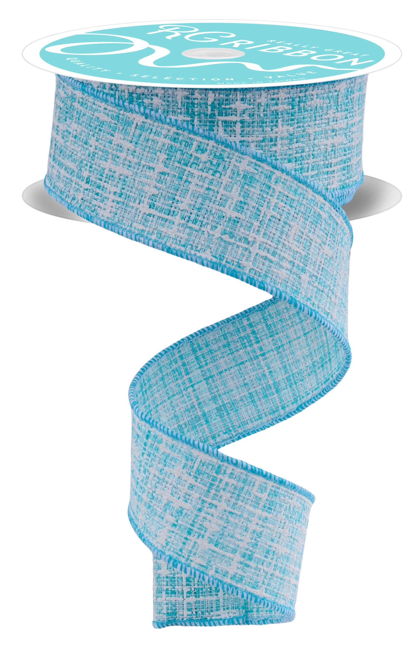 RGF1692A2 1.5" x 10yd Knit Look Texture Turquoise/White