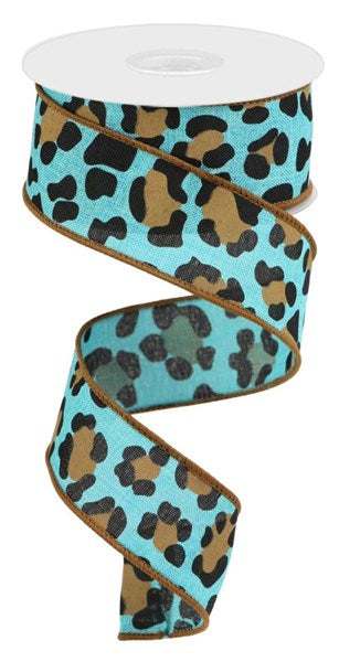 RGC1081A6 1.5"X10yd Leopard Print Lt Teal/Black
