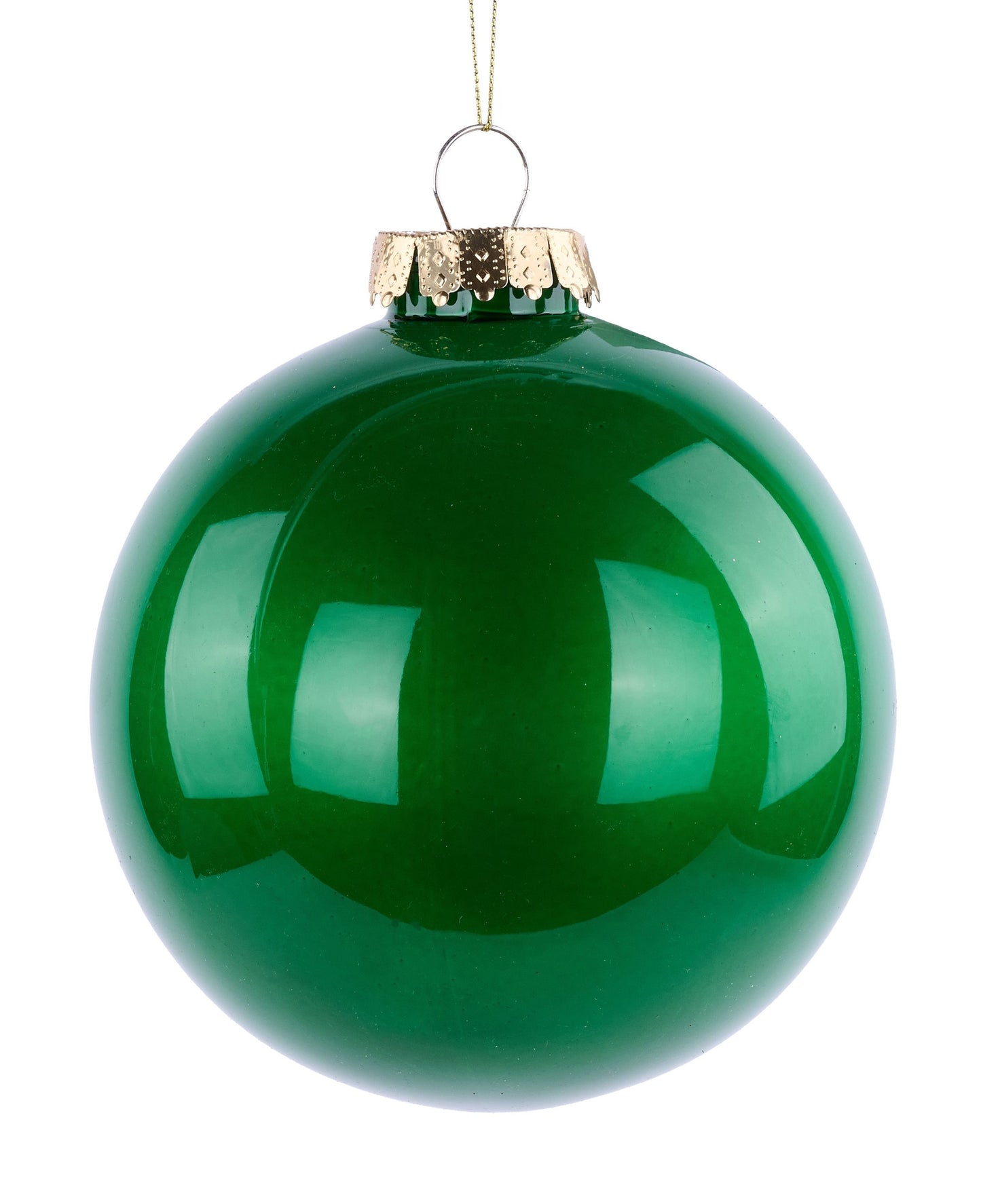 XH966106 100Mm Dia Lacquer/Glass Look Ornament Emerald Green