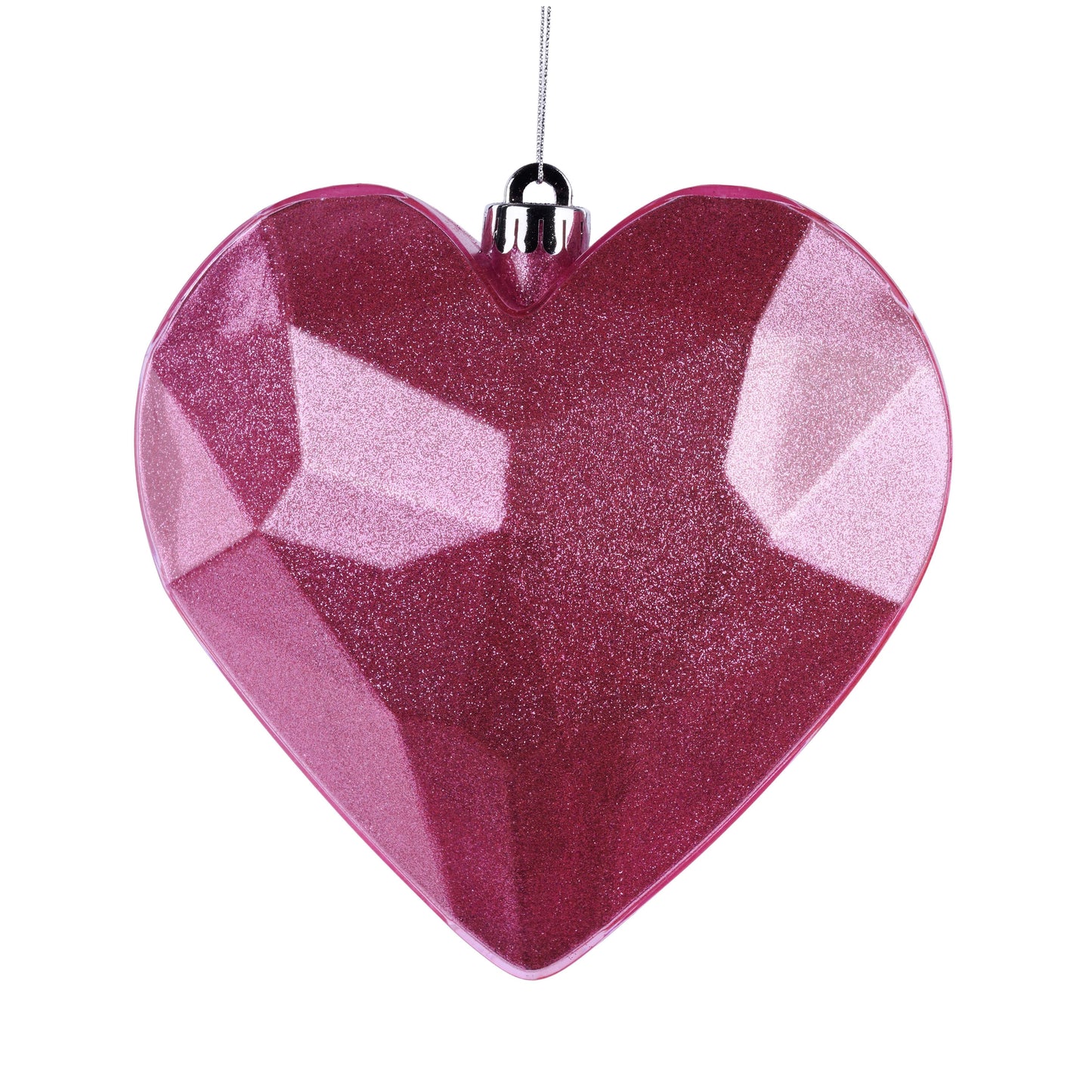 HV920722 7.25" Glitter Gem Heart Ornament Pink
