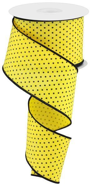 RG01686N6 2.5" x 10yd Raised Swiss Dots On Royal Sun Yellow/Black