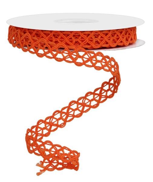 RN5861HW 5/8" x 10yd Open Weave Trim, Wired New Orange