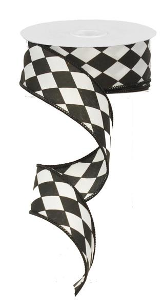 RG0146702 1.5" x 10yd Harlequin White/Black
