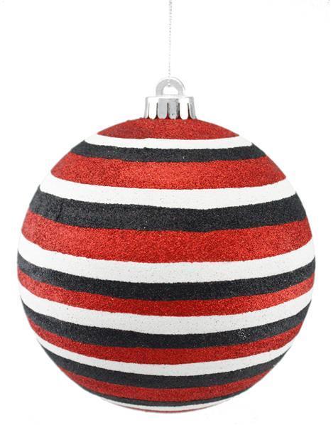XY8530A1 150Mm Horizontal Stripe Ball Orn Red/Black/White