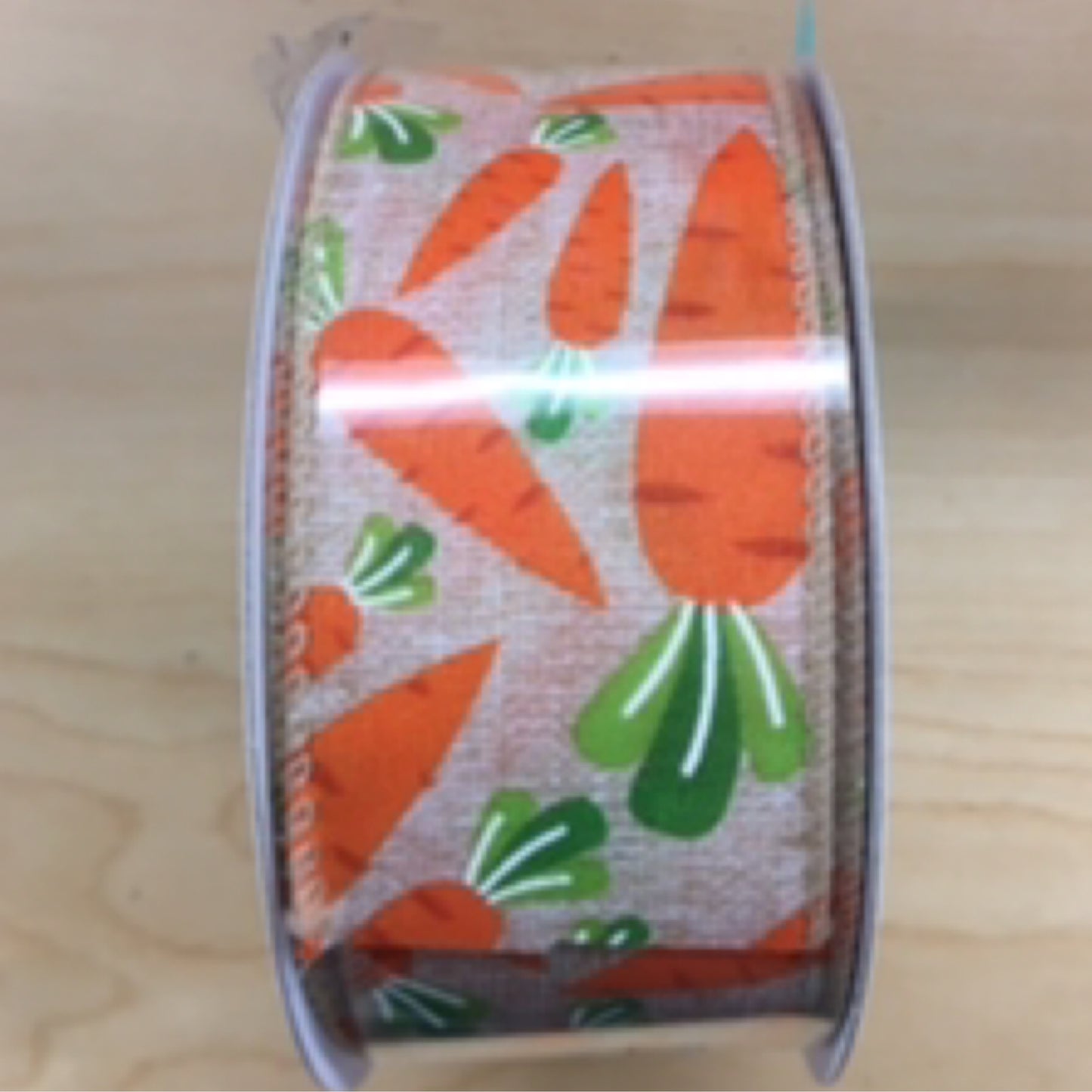 RJ9409-19 2.5" x 10yd Printed Carrots Ribbon: Natural