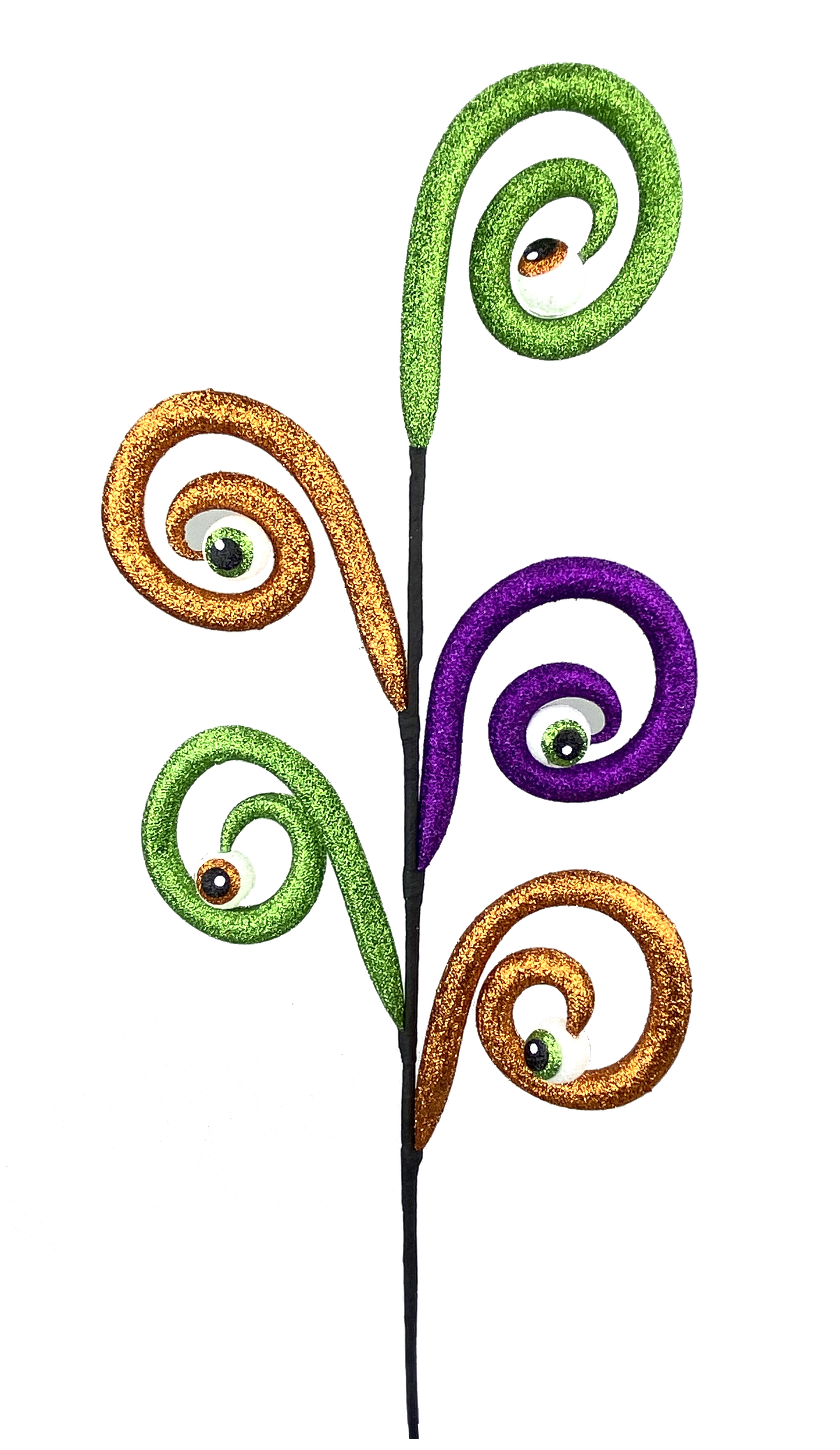 56725HAL 28" Eyeballs Spiral Curly Spray X5 Black/Orange/Purple/Green