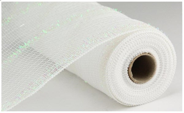 RY840127 10.25" x 10yd Wide Tinsel/Pp/Foil Mesh White