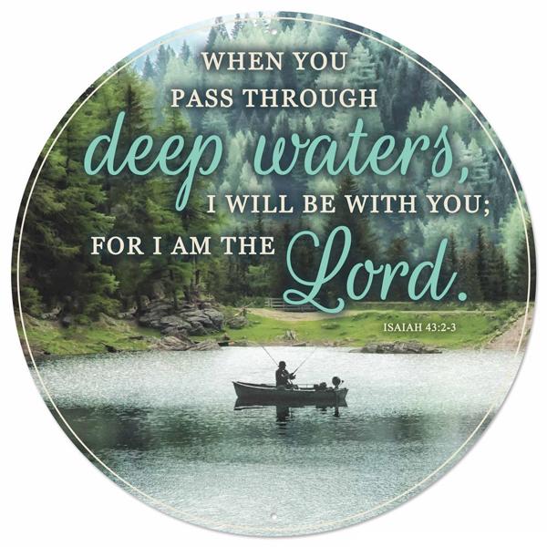 MD1027 12"Dia Metal Sign Fisherman Isaiah 43