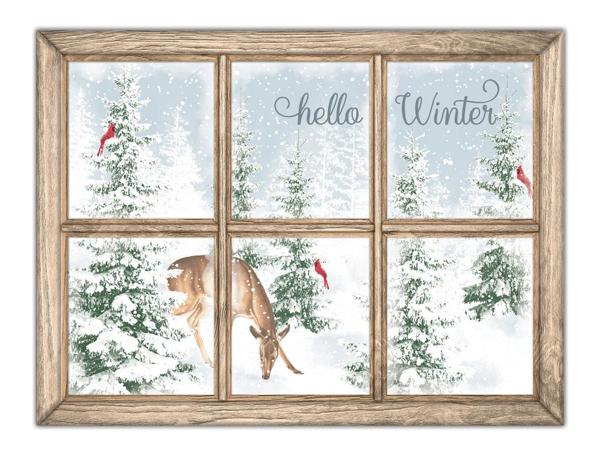 MD1249 12.75"L x 9.5"H Hello Winter Window Sign