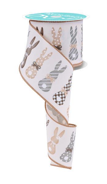RGF1550W6 2.5" x 10yd Bunny Silhouettes Ivory/Multi Brown/Grey