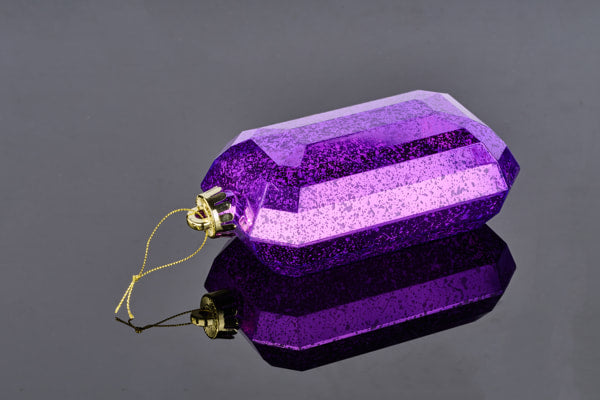 XJ551523 7"L x 4"W Antique Look Rectangle Gem Orn Purple