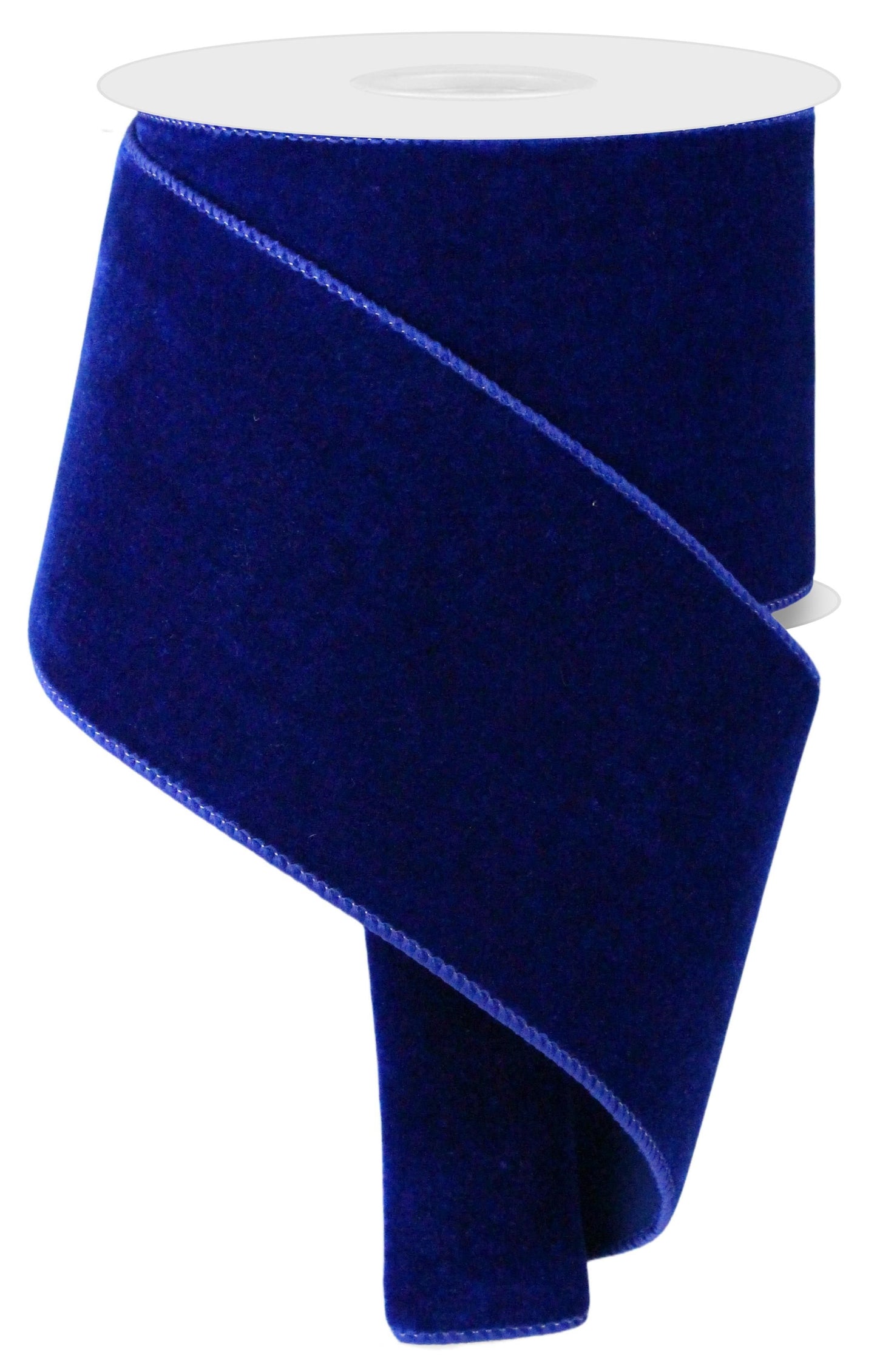 RGE166025 4" x 10yd Deluxe Velvet Ribbon with Satin Backing – Royal Blue – Luxury Wired Ribbon