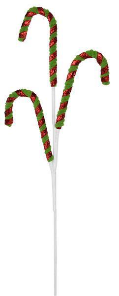 XS107633 26"L Glittered Candy Cane Spray
