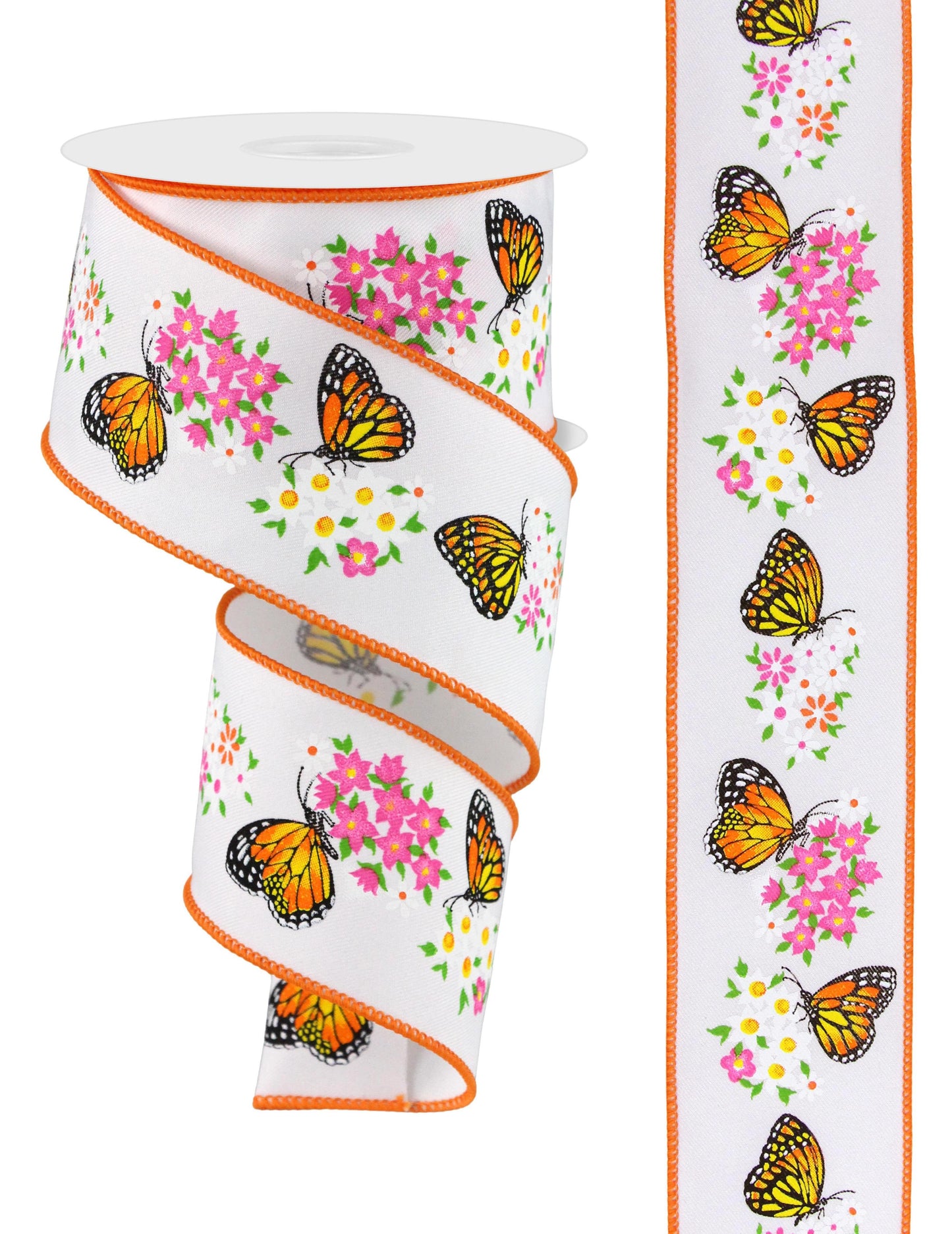 RGE174927 2.5" x 10yd Butterfly W/Flowers White/Multi